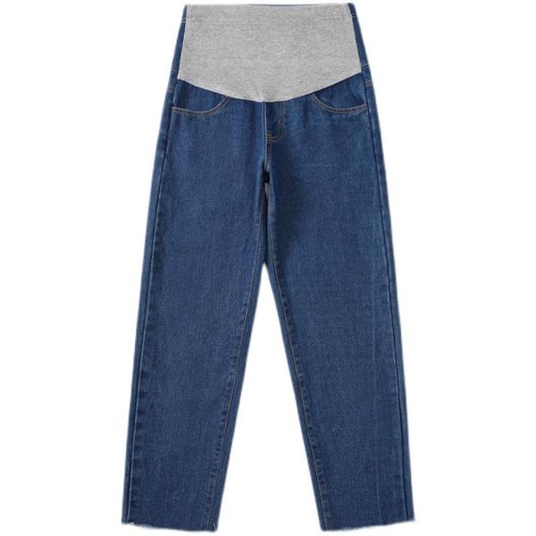 

maternity bottoms autumn fashion empire jeans abdomen straight canister pencil pants haroun belly pregnant woman cotton trousers, White