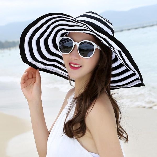 

outdoor hats summer big visor sun protection cap collapsible cool hat, Black;white