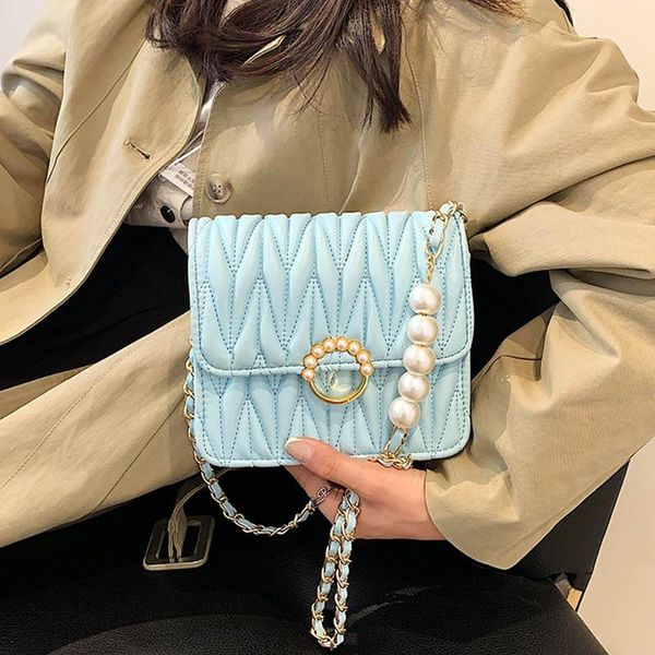 

evening bags trend pearl crossbody woman temperament all-match shoulder bag brand design chain handbag fashion fold purse phone