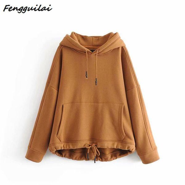 

women's hoodies & sweatshirts women 2021 female long sleeve solid color hooded sweatshirt hoodie tracksuit sweat coat casual sp, Black