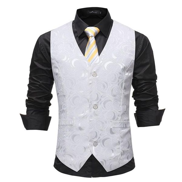 

men's vests mens white vest fashion casual flower men spring and autumn waistcoat s m  xl, Black;white