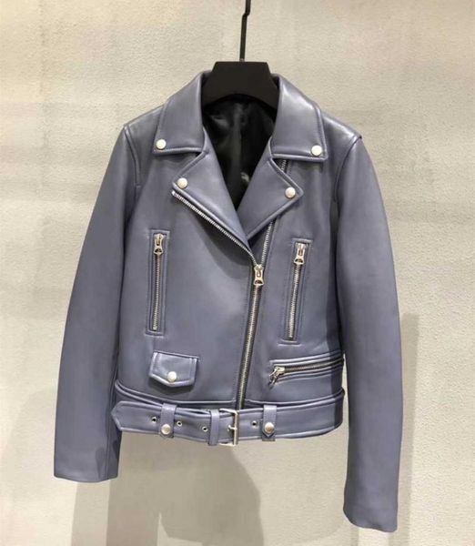 

women's leather & faux genuine women short coat real sheepskin jackets biker g151a, Black