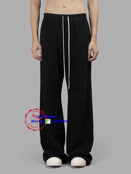 

men's pants ro style wide work clothes sports high waist mopping floor guard trendy tether fat leg straight pants, Black