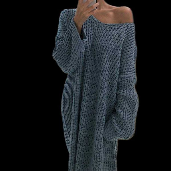 

robe vestidos autumn spring women winter knitted loose maxi oversize lady plus size sweater dress casual dresses, Black;gray