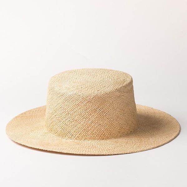 

wide brim hats king wheat summer light breathable flat roof women's sun fashion cap outdoor simple casual men straw hat, Blue;gray