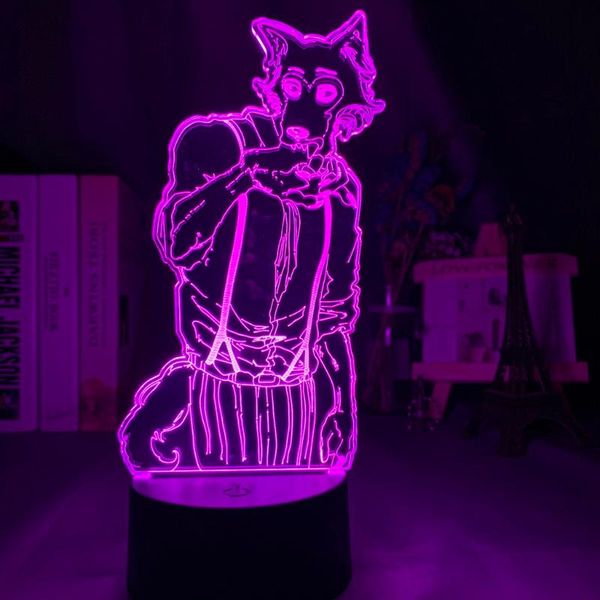 

night lights acrylic 3d light legosi figure for kids bedroom decoration nightlight cool anime gift usb table lamp beastars drop