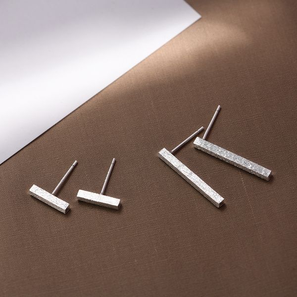 

m7o cute simple one word stick bell puzzle female stud 925 sterling silver square bell puzzle earrings star earrings, Golden;silver
