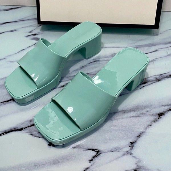 

women high heels slippers candy colors rubber solid jelly shoes fashion summer slides desginer mules indoor outdoor, Black
