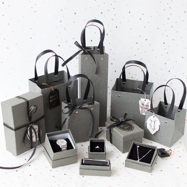 

gift wrap 1pc gray solid color box bag lipstick necklace perfume small year jewelry birthday accessories