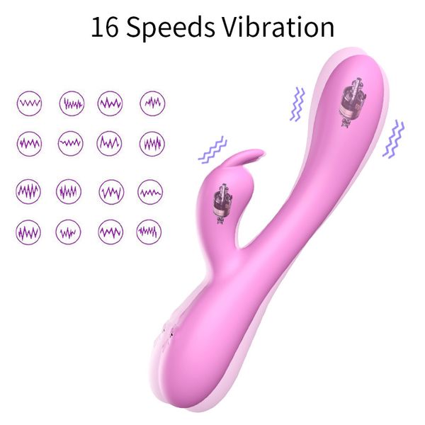 Aquecimento Double Motor Coelho Vibrador Poderoso Clitóris Estimulador Tranquilo Design G-Spot Vibradores Adulto Sexo Brinquedo À Prova D 'Água Dildos para Mulheres