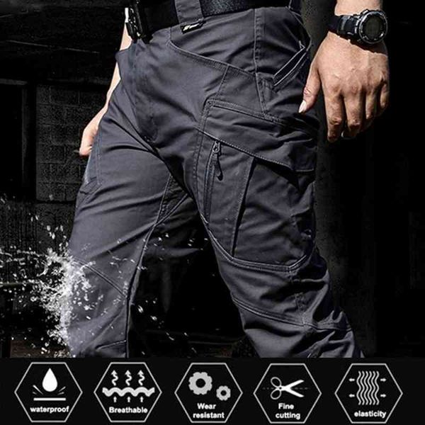 

city military casual cargo pants elastic outdoor army trousers men slim many pockets waterproof wear resistant tactical pants 210406, Black