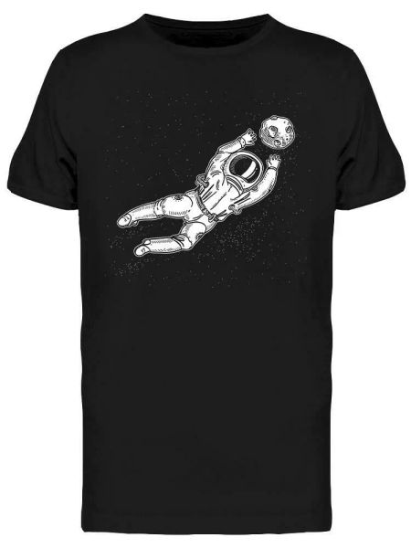 

astronaut catches a planet tee men's -image by shutterstock, White;black