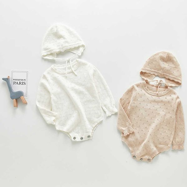 

baby knitting bodysuit long sleeve knitting one piece baby girl triangle creeper bodysuit have hat, Blue