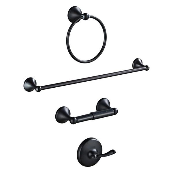 

bath accessory set 1 of bathroom towel ring retro wall mounted holder rack (black)