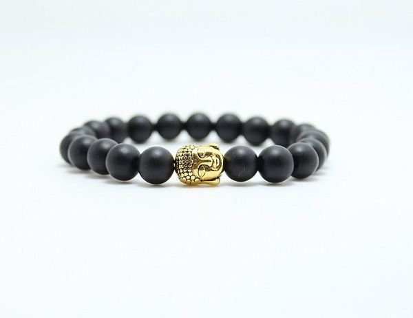 

charm bracelets 8mm natural stone for women and men bangles alloy buddha beads pendant friendship bracelet gift, Golden;silver