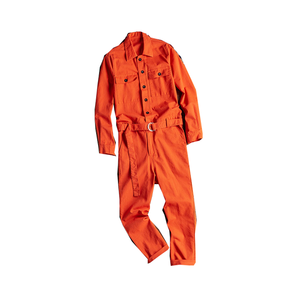 

men's pants lapel long-sleeved jumpsuit male hip-hop style casual loose multi-pocket orange red comfortable, Black