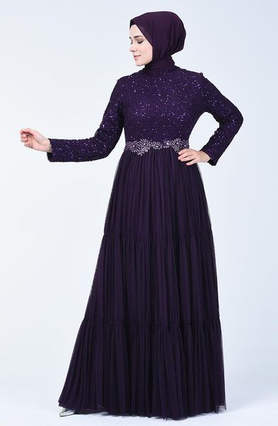 

ethnic clothing minahill purple islamic evening dress 52769-05, Red