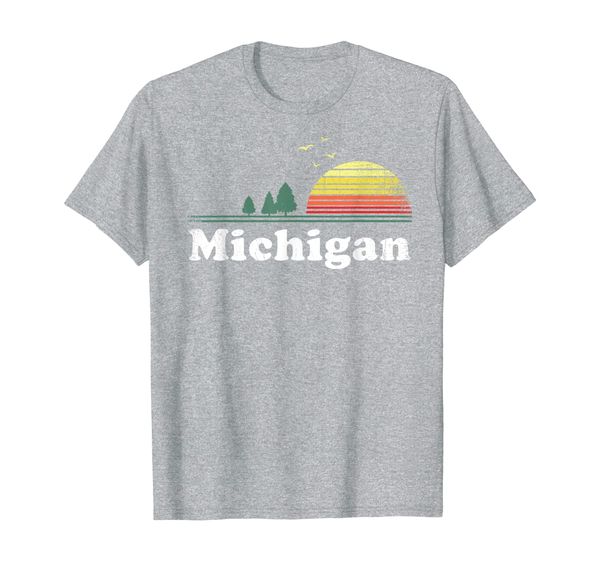 

retro michigan image novelty home mi state souvenir design t-shirt, White;black