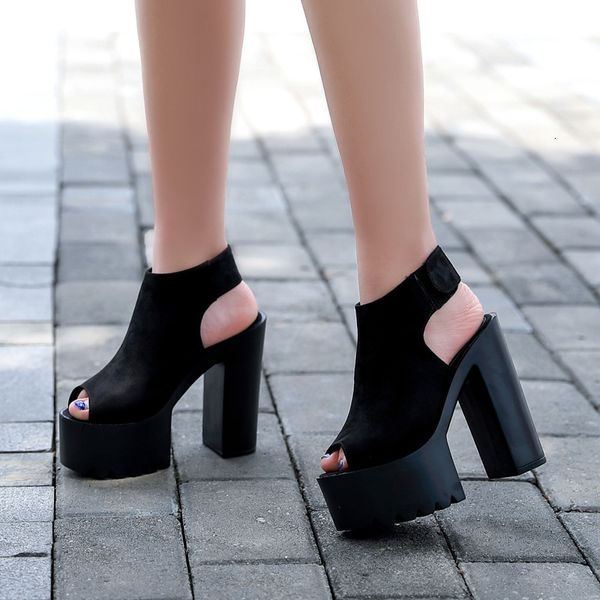 

dress shoes stan shark show super light platform fashion sandals fall style europe & unicom night club high heel nb81, Black