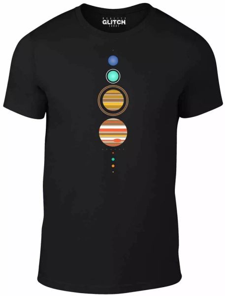 

reality glitch kid's simple solar system t-shirt, White;black
