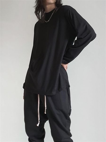 

men's t-shirts long sleeve t-shirt spring and autumn dark simple korean neutral casual daily versatile loose large size, White;black