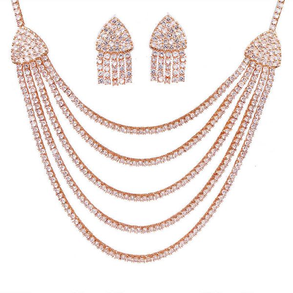 

bettyue new arrival luxury necklace and earring full with cubic zircon charming jewelry set women elegant choice wedding party h1022, Silver