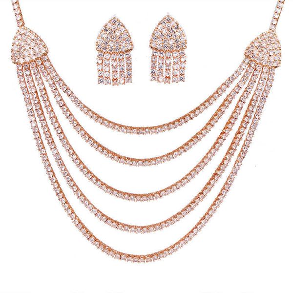 Bettyue Neue Ankunft Luxus Halskette Und Ohrring Voller Mit Kubischen Zirkon Charming Schmuck Set Frauen Elegante Wahl Hochzeit Party H1022