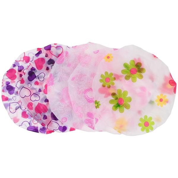 

shower caps 5pcs wave point pattern waterproof bathing bath shampoo hats