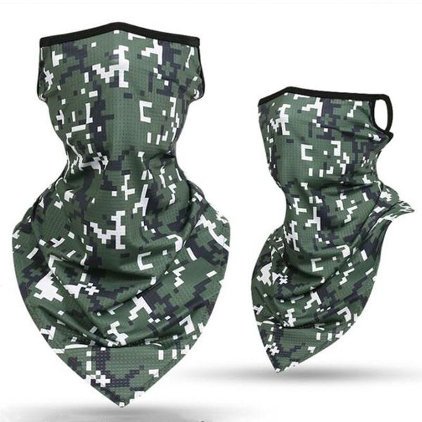 

ourdoor ice silk triangle scarf cycling bandana hiking camping hunting running army bicycle military tactical neck gaiter caps & masks, Black