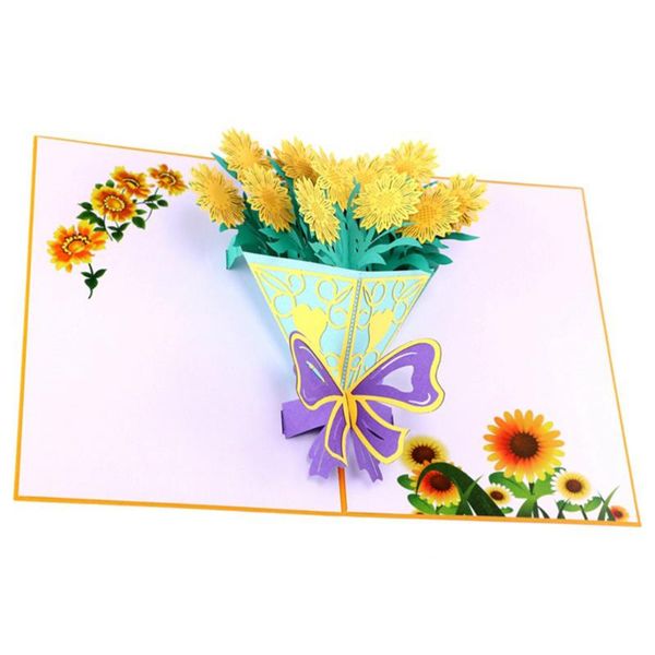

greeting cards creative 3d flower sunflower bouquet for birthday valentine's day gift