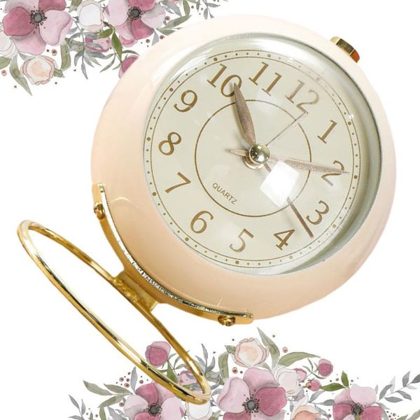 

desk & table clocks metal alarm clock round deskbedside (beige shipment without battery)