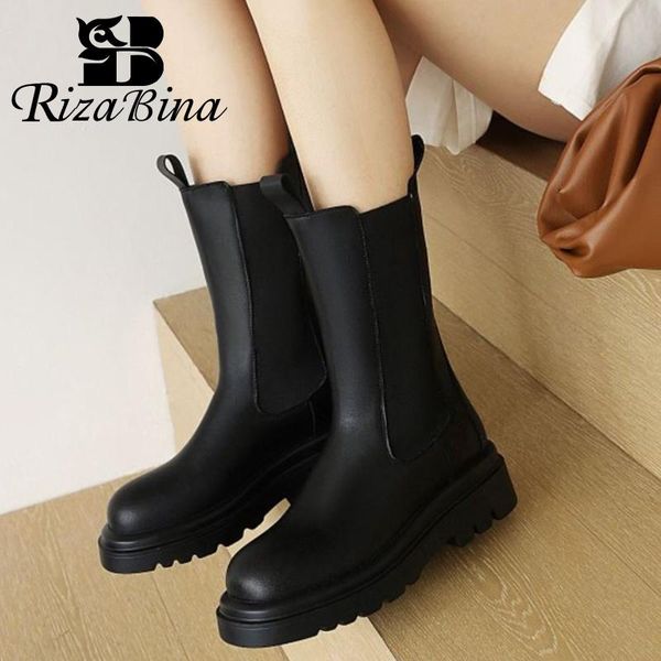 

boots rizabina size 32-43 women ankle for ladies winter warm shoes 2022 arrival short boot casual daily female footwear, Black