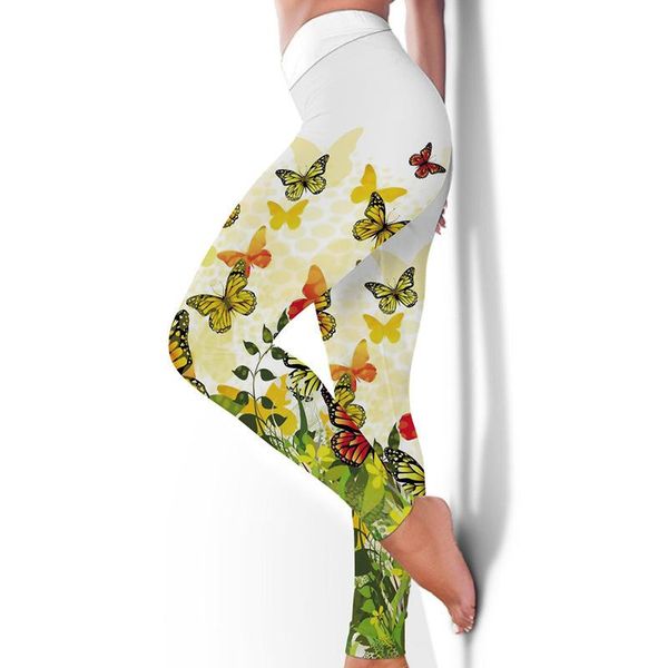 

butterfly print fitness white yoga pants high waist plus size sports gym workout leggings seamless sweatpants trousers female outfit