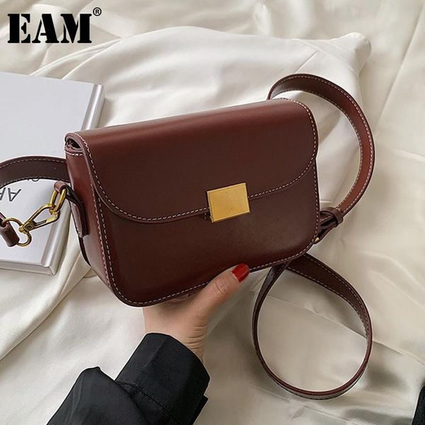 

evening bags [eam] women square pu leather flap personality all-match crossbody shoulder bag fashion tide 2021 18a3351