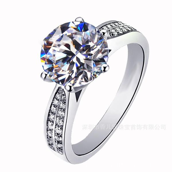 

classical 925 sterling silver color ring 1ct diamond jewelry moissanite for women wedding party anniversary rings cluster, Golden;silver