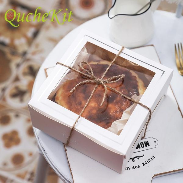 

10/20pcs cardboard cake packaging box with window cookie candy muffin package decorative boxes for pastry wedding party gift wrap