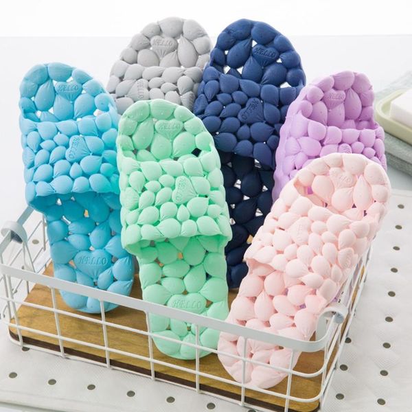 

slippers sagace 10 colors couple soft bottom anti-slip bathroom hollow slides dustproof lightweight home shoes women slide on, Black