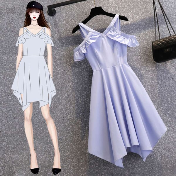 

casual dresses dress fat mm large women's summer french slim foreign style fried street skirt gentle wear gmp8, Black;gray