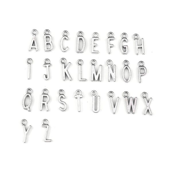 

alloy jewelry accessories diy 26 english letters small pendant set ancient gold and sier, Silver