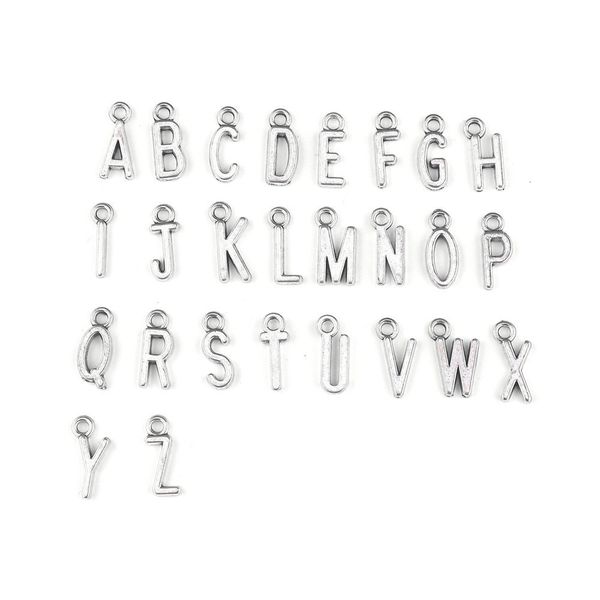 

alloy jewelry accessories diy 26 english letters small pendant set ancient gold and sier, Silver