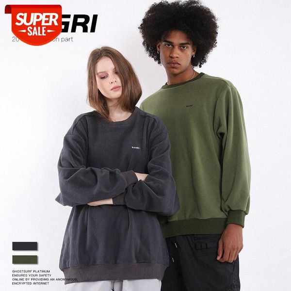 

nagri men's polar fleece retro loose fit couple sweatshirt #xl3h, Black