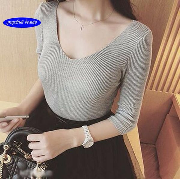 

women's sweaters korean version of long-sleeved v-neck sweater in autumn and winter 2021, White;black