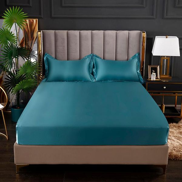 

bed sheet 1pcs polyester elastic bands fitted soft sheets feel cool queen king full twin mattress cover 150x200 180x200cm & sets