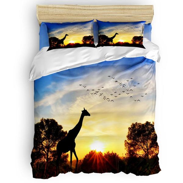 Set di biancheria da letto Sunset Giraffe The Scenery Set copripiumino Confortevole camera da letto Forniture Consolatore 2/3/4 pezzi