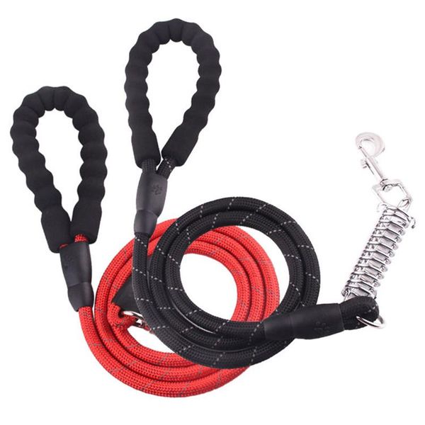 

dog collars & leashes pet leash reflective strong explosion-proof punching belt spring traction rope with comfortable padded hand