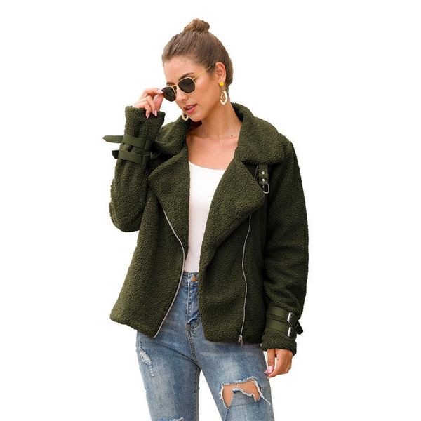 

women's jackets 2021 coat winter s-3xl causal soft hooded pocket zipper plush female warm plus size polyester fluffy jacket 0hsf, Black;brown