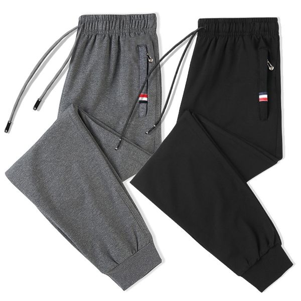 

men's casual sports autumn guard knitted large straight men's pants, Black