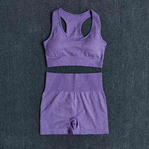 

women's tracksuits women seamless 2pcs yoga bra high waist fitness shorts gym set running sportswear workout clothes sports suits, Gray