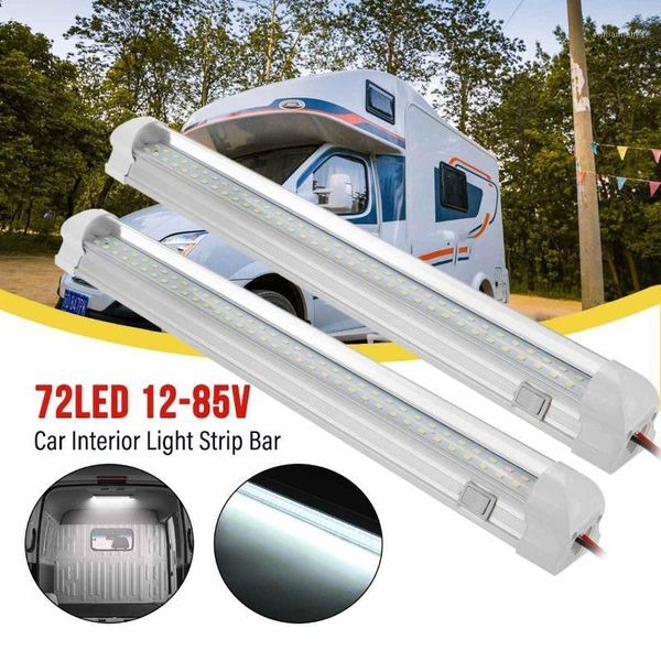 

1/2pcs 12v 24v 72 led bar car interior light lamp strip on/off switch for van lorry truck camper caravan camping rv1