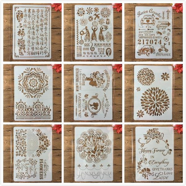 

painting supplies 9 types a4 vintage totem car diy craft layering stencils scrapbooking stamping embossing paper card template